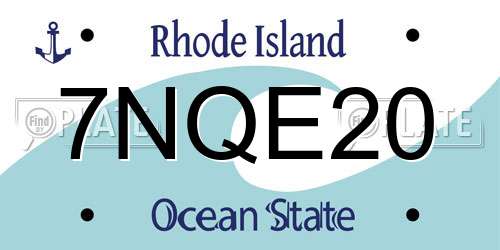 7NQE20 Rhode Island License Plate