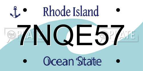 7NQE57 Rhode Island License Plate