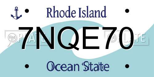 7NQE70 Rhode Island License Plate
