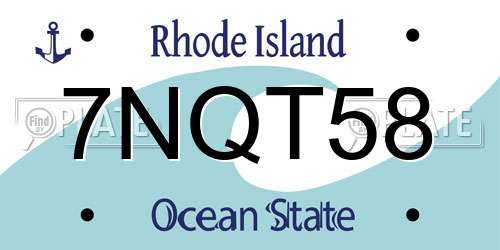 7NQT58 Rhode Island License Plate