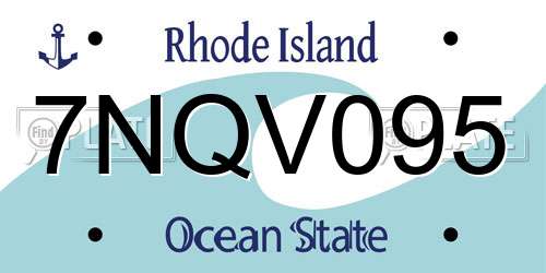 7NQV095 Rhode Island License Plate