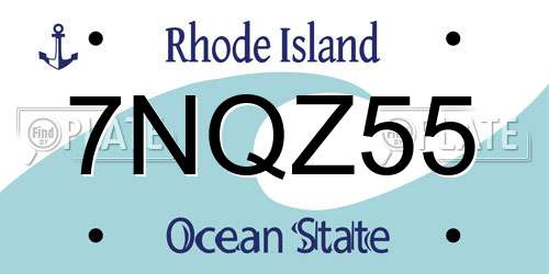 7NQZ55 Rhode Island License Plate