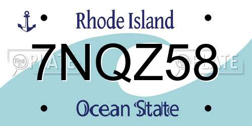 7NQZ58 Rhode Island License Plate