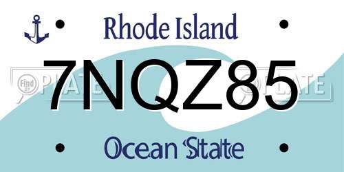 7NQZ85 Rhode Island License Plate