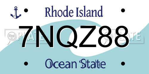 7NQZ88 Rhode Island License Plate