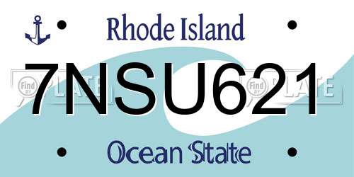7NSU621 Rhode Island License Plate