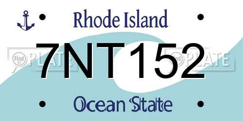 7NT152 Rhode Island License Plate