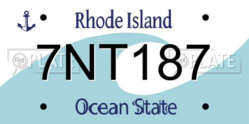 7NT187 Rhode Island License Plate