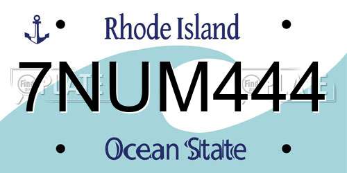 7NUM444 Rhode Island License Plate