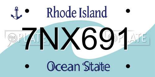 7NX691 Rhode Island License Plate