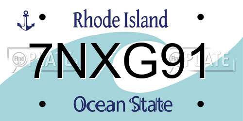 7NXG91 Rhode Island License Plate