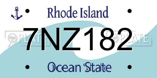 7NZ182 Rhode Island License Plate