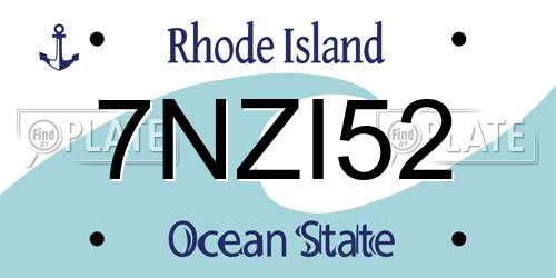 7NZI52 Rhode Island License Plate