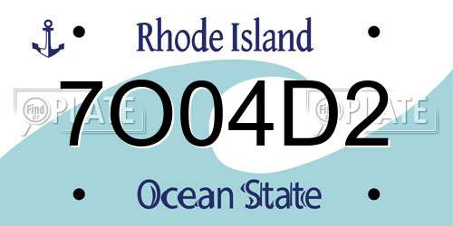 7O04D2 Rhode Island License Plate