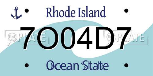 7O04D7 Rhode Island License Plate