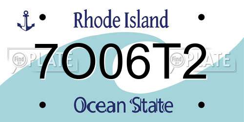 7O06T2 Rhode Island License Plate