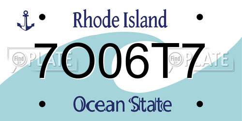 7O06T7 Rhode Island License Plate