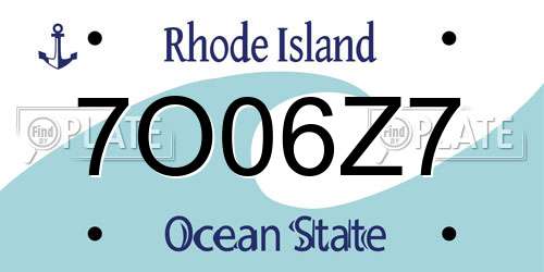 7O06Z7 Rhode Island License Plate