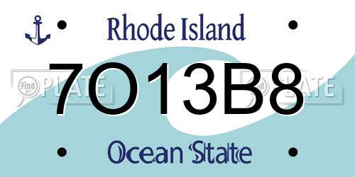 7O13B8 Rhode Island License Plate