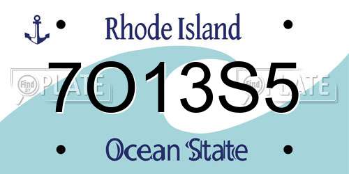 7O13S5 Rhode Island License Plate
