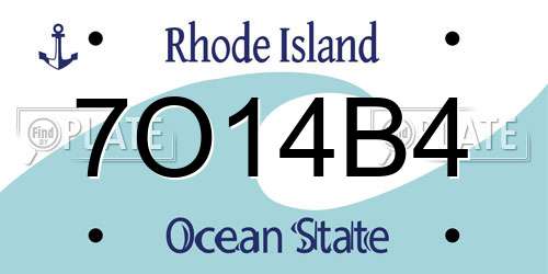 7O14B4 Rhode Island License Plate