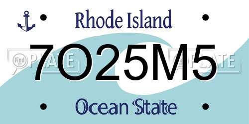 7O25M5 Rhode Island License Plate