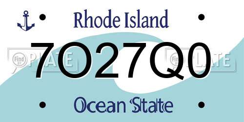 7O27Q0 Rhode Island License Plate