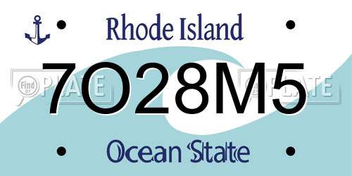 7O28M5 Rhode Island License Plate