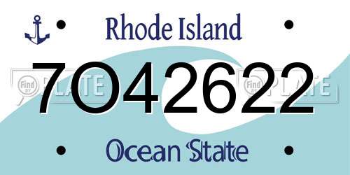 7O42622 Rhode Island License Plate