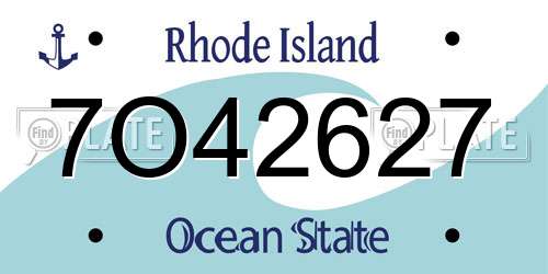 7O42627 Rhode Island License Plate