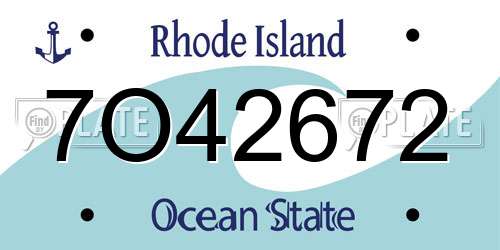 7O42672 Rhode Island License Plate