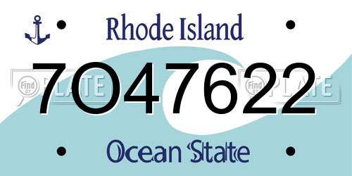 7O47622 Rhode Island License Plate