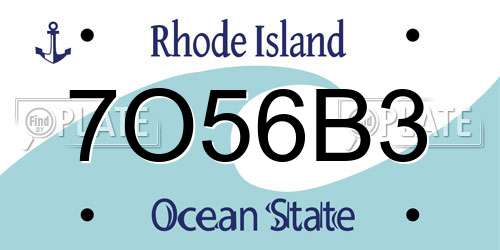 7O56B3 Rhode Island License Plate
