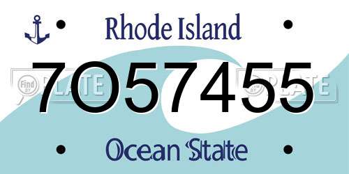 7O57455 Rhode Island License Plate