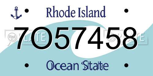 7O57458 Rhode Island License Plate
