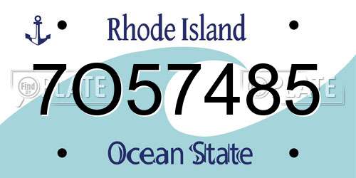 7O57485 Rhode Island License Plate