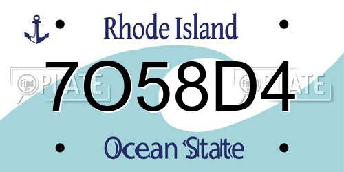 7O58D4 Rhode Island License Plate