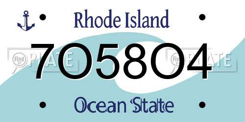 7O58O4 Rhode Island License Plate