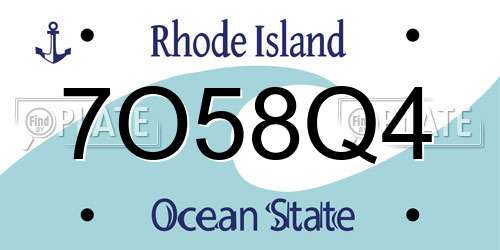 7O58Q4 Rhode Island License Plate