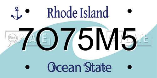 7O75M5 Rhode Island License Plate