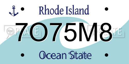 7O75M8 Rhode Island License Plate