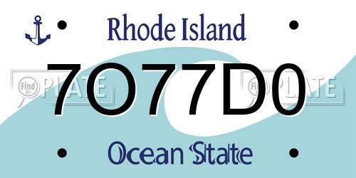 7O77D0 Rhode Island License Plate
