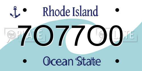 7O77O0 Rhode Island License Plate
