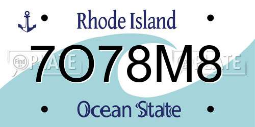 7O78M8 Rhode Island License Plate