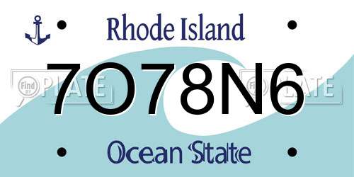 7O78N6 Rhode Island License Plate