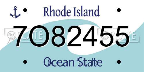 7O82455 Rhode Island License Plate