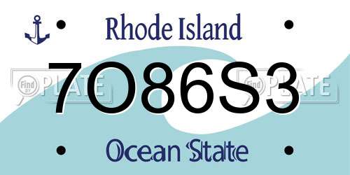 7O86S3 Rhode Island License Plate