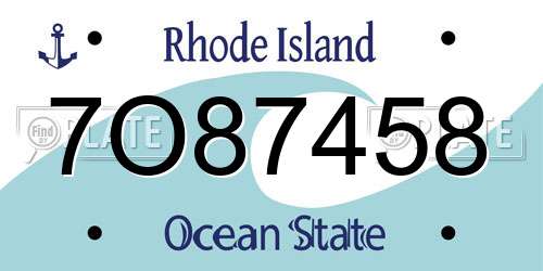 7O87458 Rhode Island License Plate