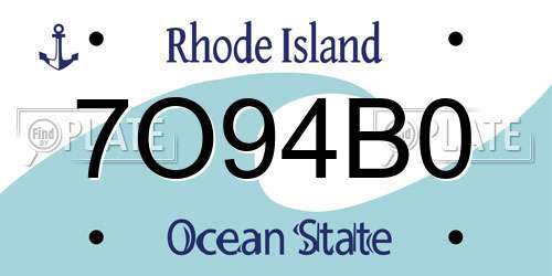 7O94B0 Rhode Island License Plate