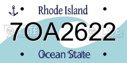 7OA2622 Rhode Island License Plate